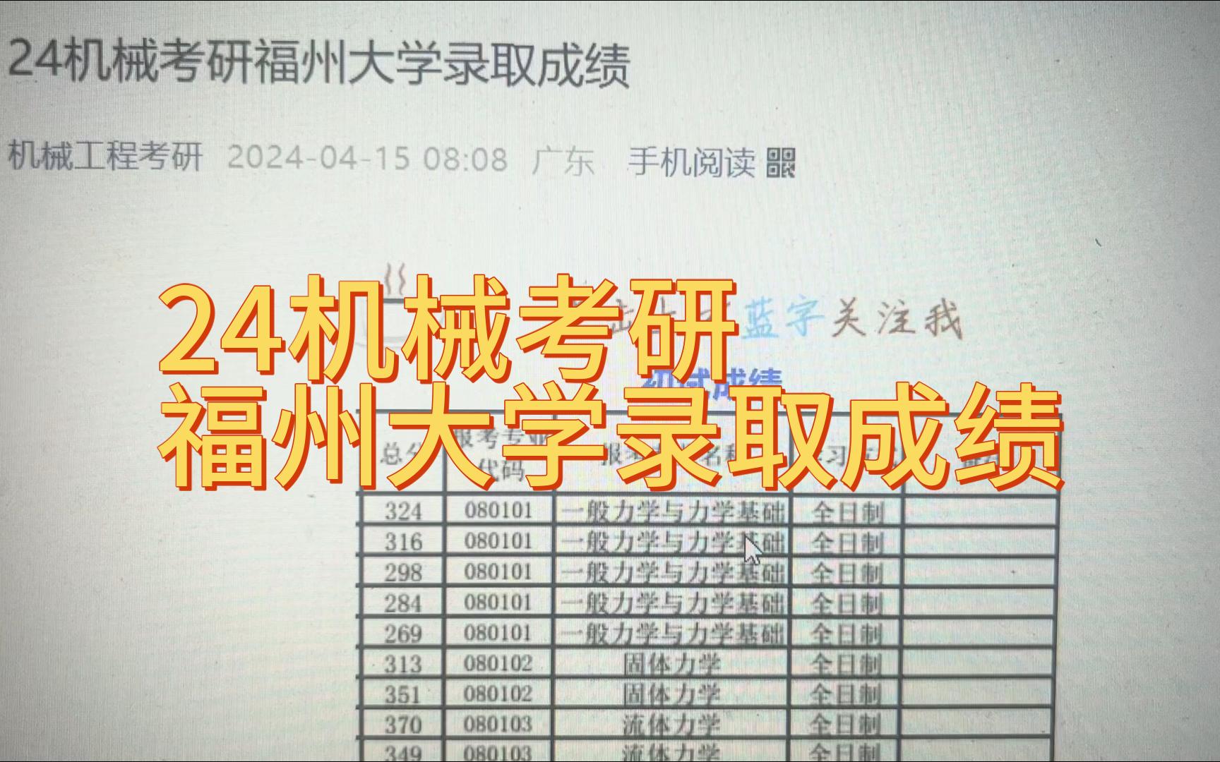 24机械考研福州大学录取成绩哔哩哔哩bilibili