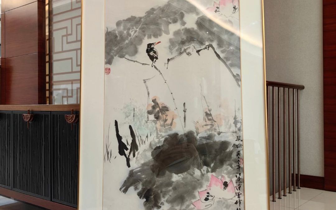 范曾8平尺精品荷花小鸟,真伪无忧