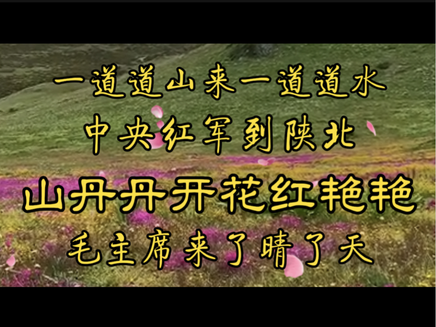 [图]一道道山来一道道水，中央红军到陕北！山丹丹开花红艳艳，毛主席来了晴了天！听到第21秒你有何感想？