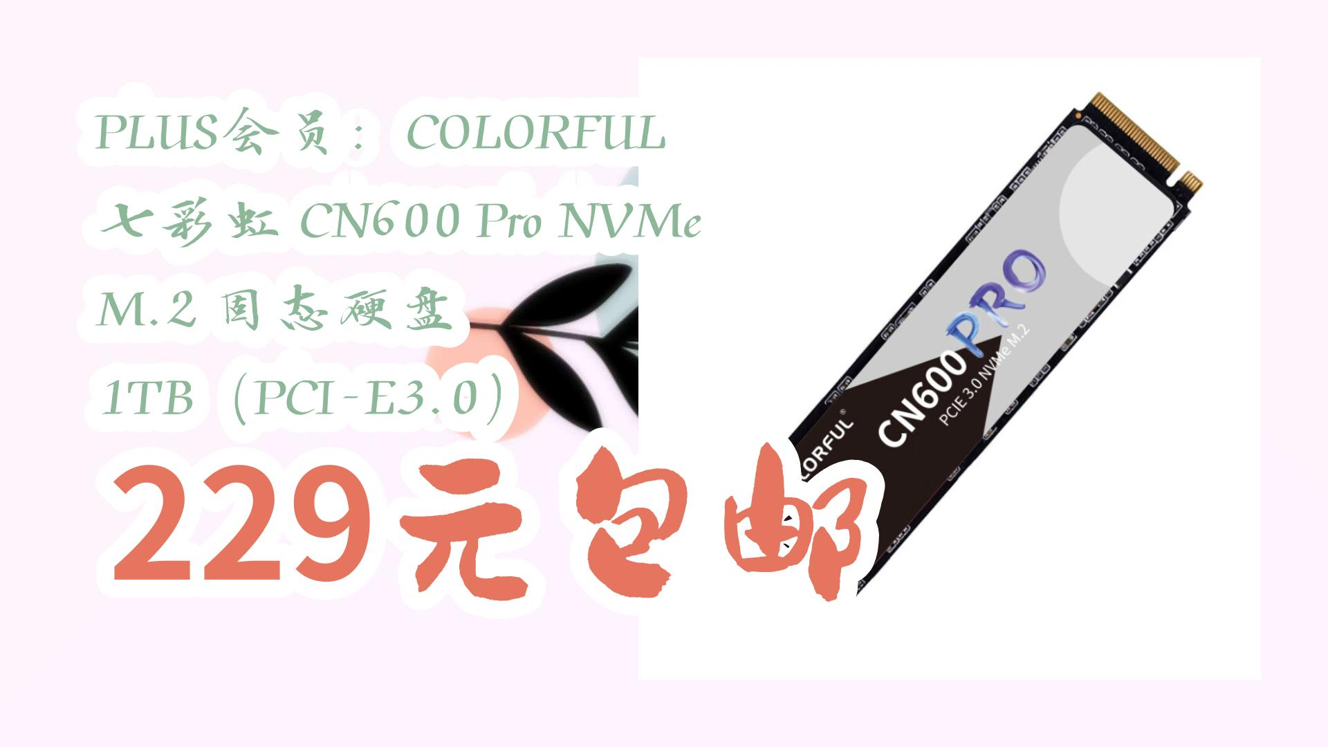 【高考后必买清单】PLUS会员:COLORFUL 七彩虹 CN600 Pro NVMe M.2 固态硬盘 1TB(PCIE3.0) 229元包邮哔哩哔哩bilibili