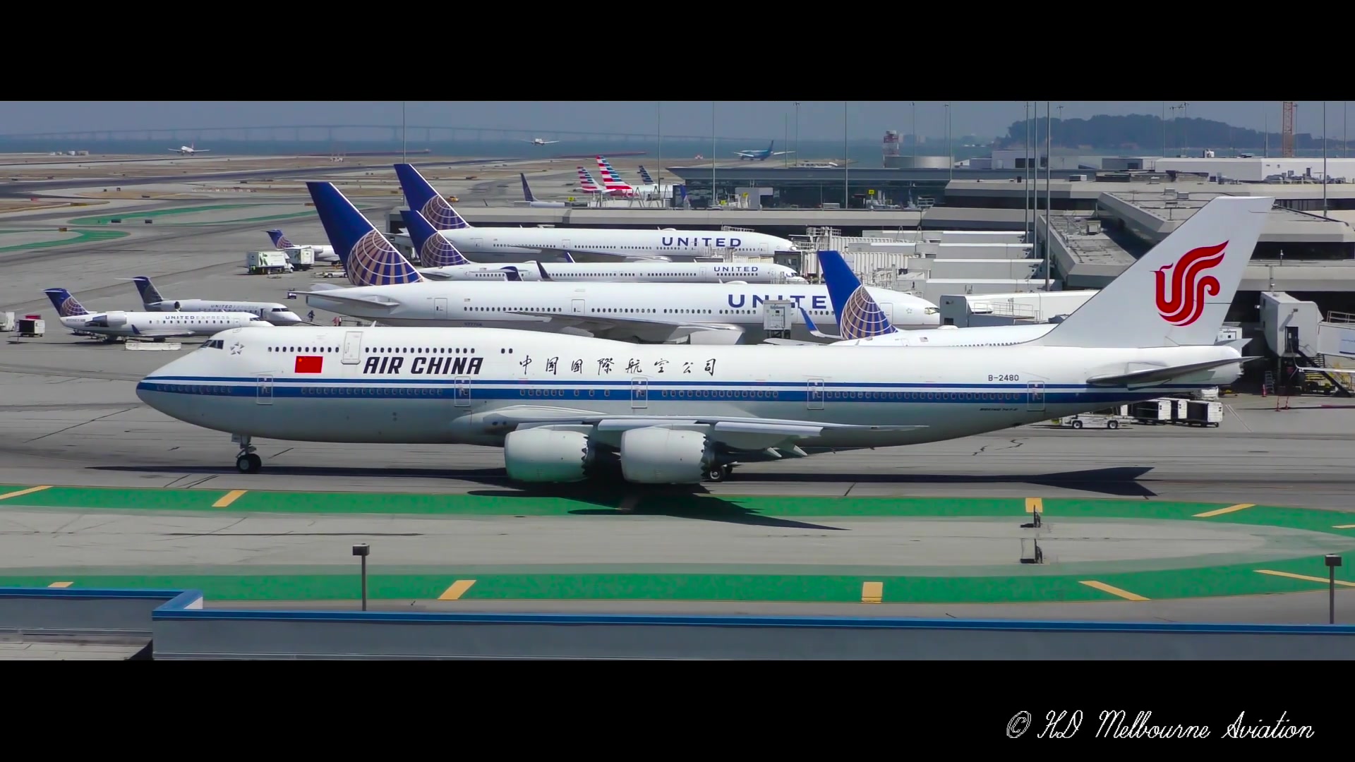 1080p波音747vs空客a380旧金山国际机场