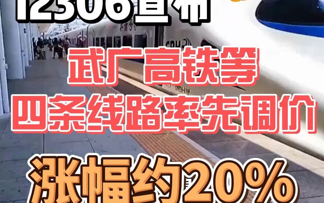 12036回应高铁票价上涨:武广高铁等四条线路率先调价,涨幅约20%哔哩哔哩bilibili