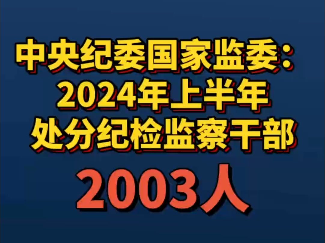 中央纪委国家监委:2024年上半年处分纪检监察干部2003人哔哩哔哩bilibili