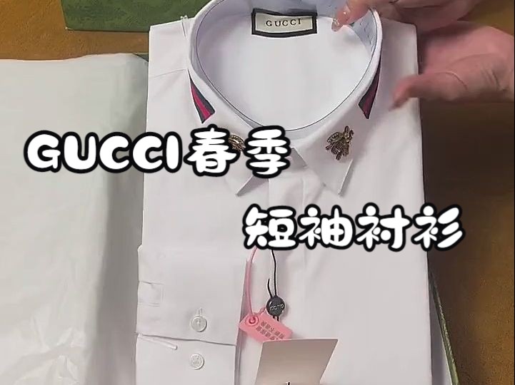 实物拍摄分享开箱——GUCCI2024春季新品时尚短袖衬衫哔哩哔哩bilibili