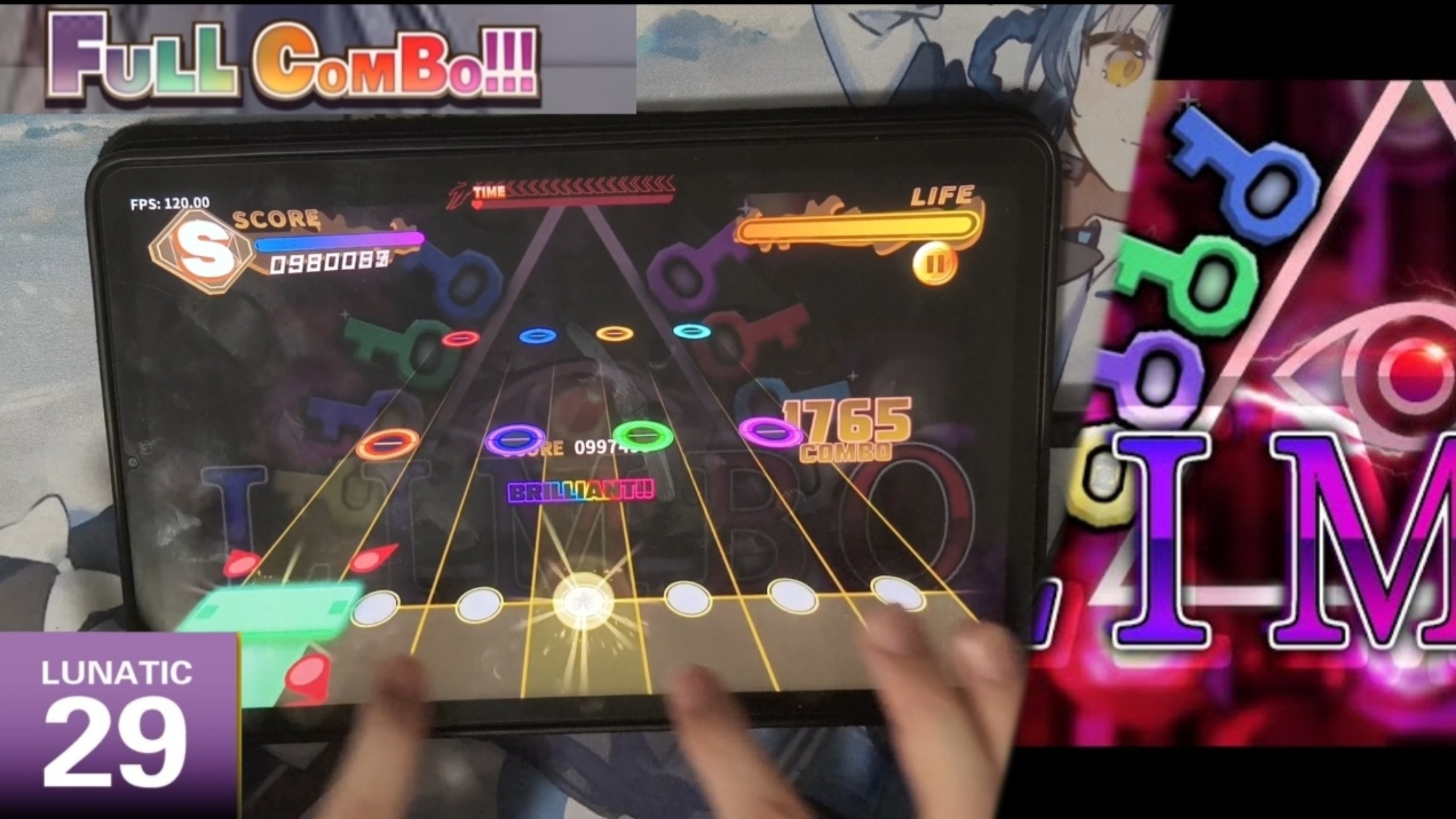 需要机制记忆背板的音游？ Limbo Lunatic Lv.29 full combo 演示手元[东方弹幕神乐]