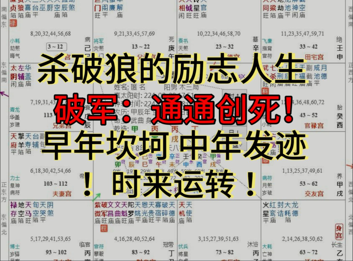 紫微案例:受尽苦难 而成事业!破军激荡的一生【紫微实例批断】【杀破狼】【爆发暴富,创业,大运】哔哩哔哩bilibili