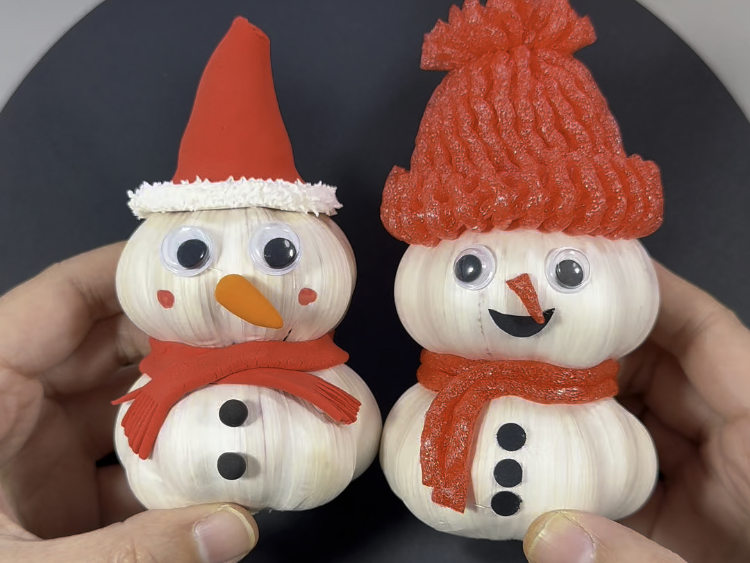 用两头大蒜做可爱的雪人,很灵动漂亮#手工diy #幼儿园手工 #亲子手工