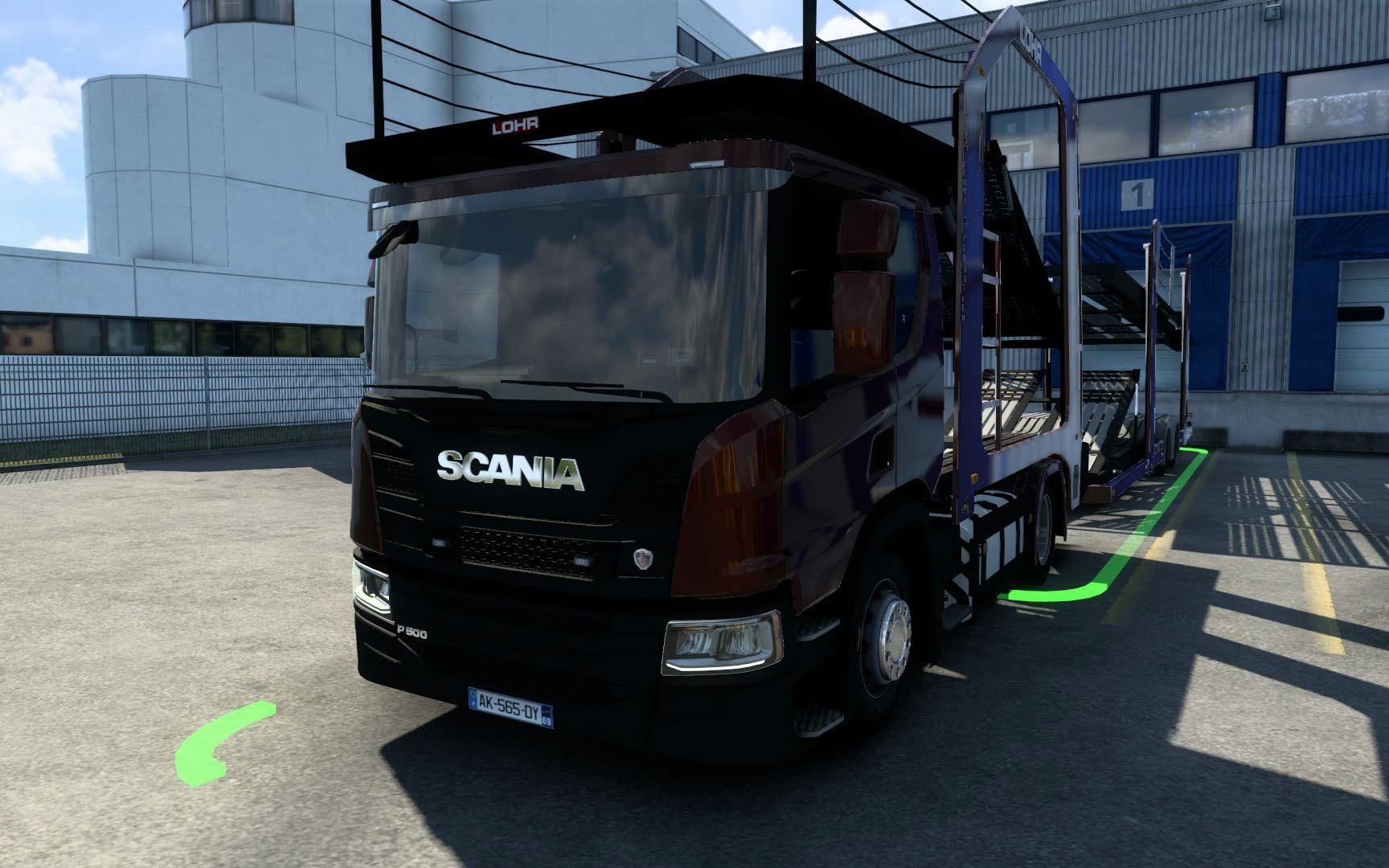 斯堪尼亚p500车辆运输车第一视角倒车