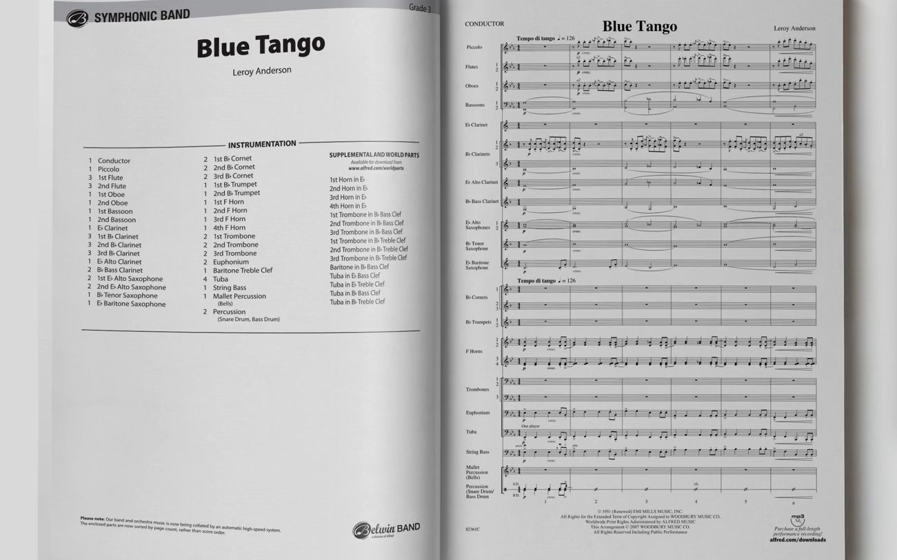 [图]蓝色的探戈 Blue Tango 安德森 3级管乐作品 （Blue Tango）