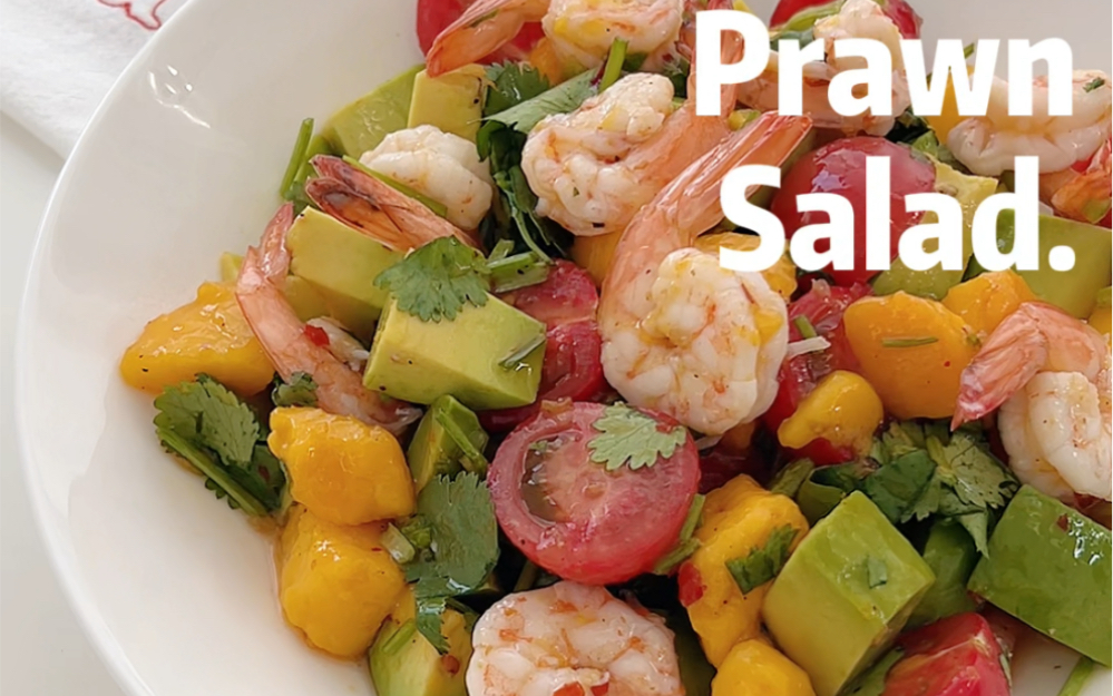 夏日减脂餐泰式鲜虾芒果沙拉清爽解腻低卡低脂
