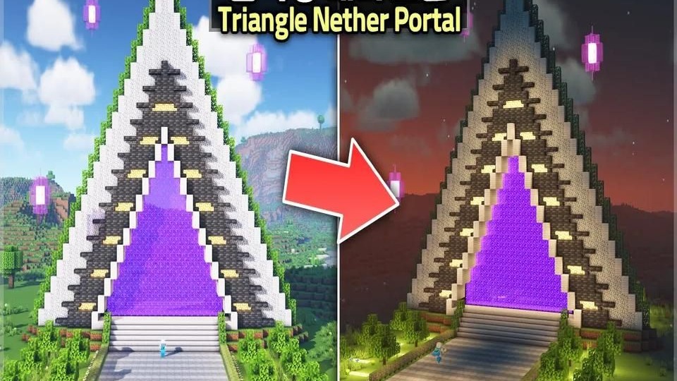 ⛏️ Minecraft教程 如何建造一个令人惊叹的三角形地狱门 ⚔️-ManDooMiN的官方频道-ManDooMiN的官方频道-哔哩哔哩视频