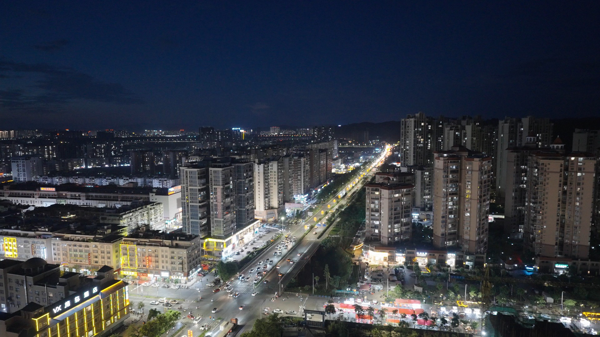 龙圩世界之窗机位俯瞰都市夜景