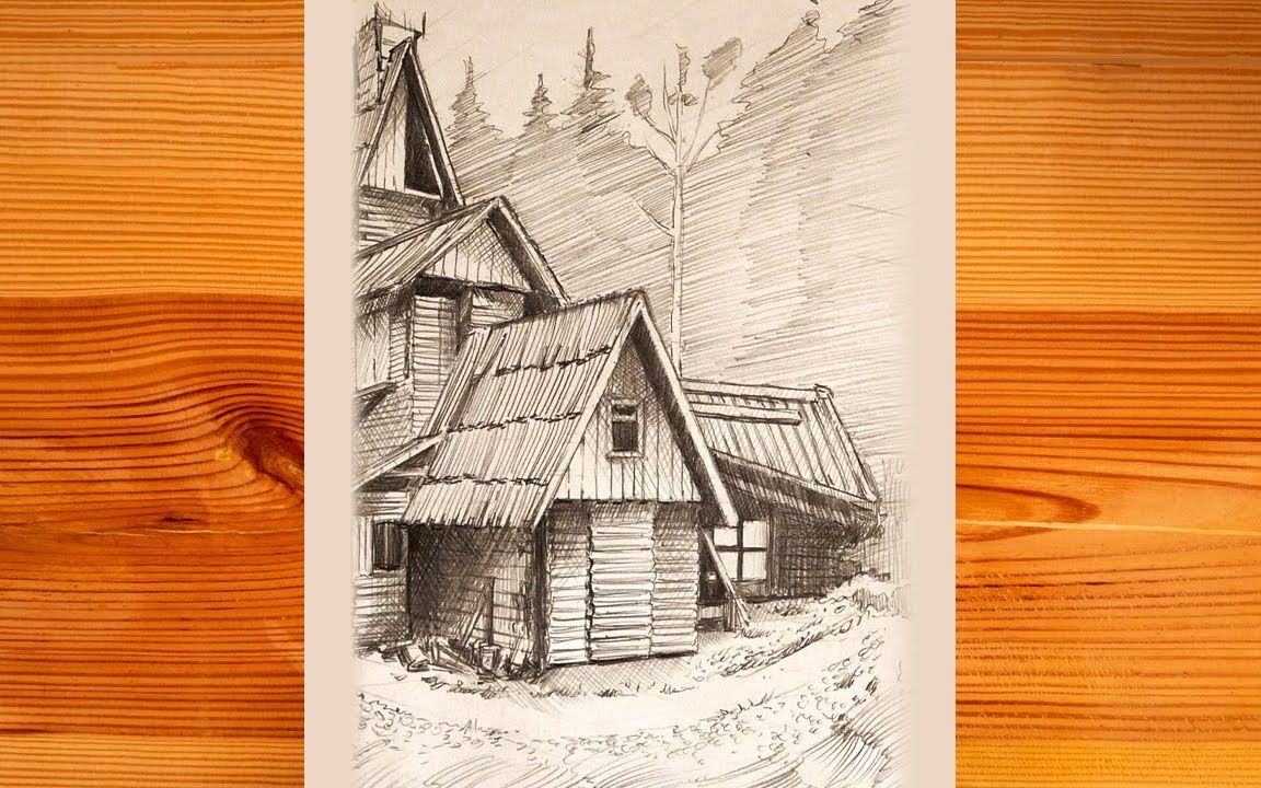 铅笔房子绘画图片