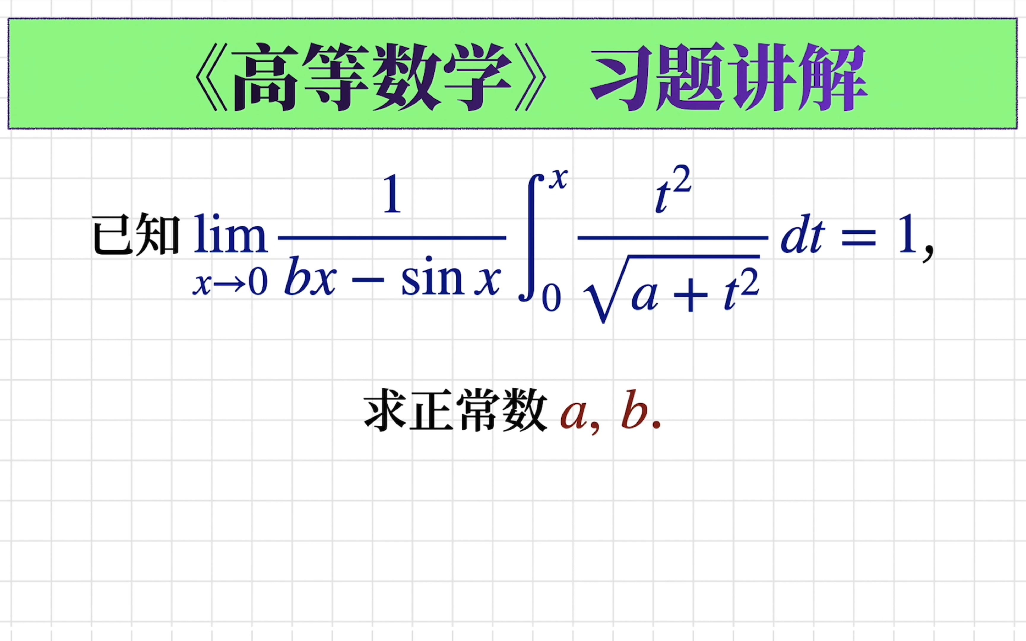 【高等数学习题228】由极限值反求表达式中的常数|积分上限函数|洛必达法则哔哩哔哩bilibili