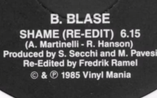 [图]B. Blase - Shame (re-edit) 1985