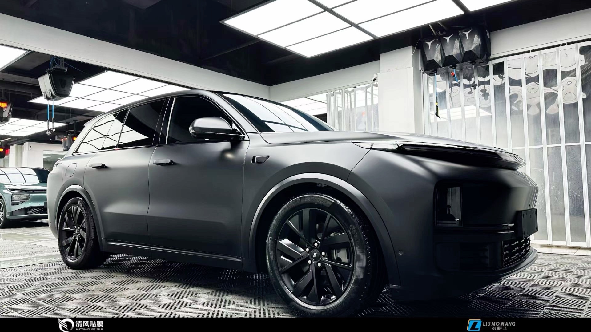 理想l8黑武士改装案例#哑光隐形车衣#强生玻璃隔热膜#全车亮条黑灰换