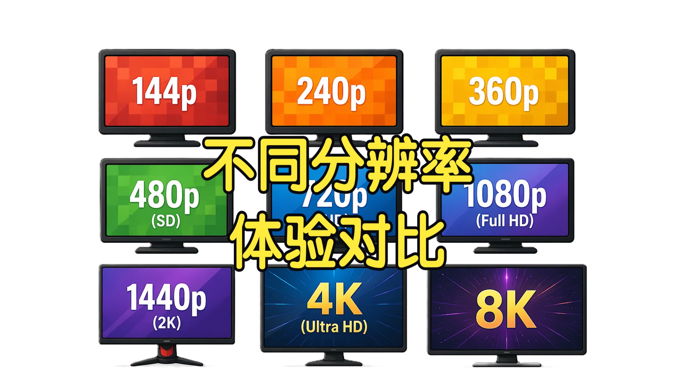 分辨率多大才够用?从144P到8K,各级别画质差距全对比!