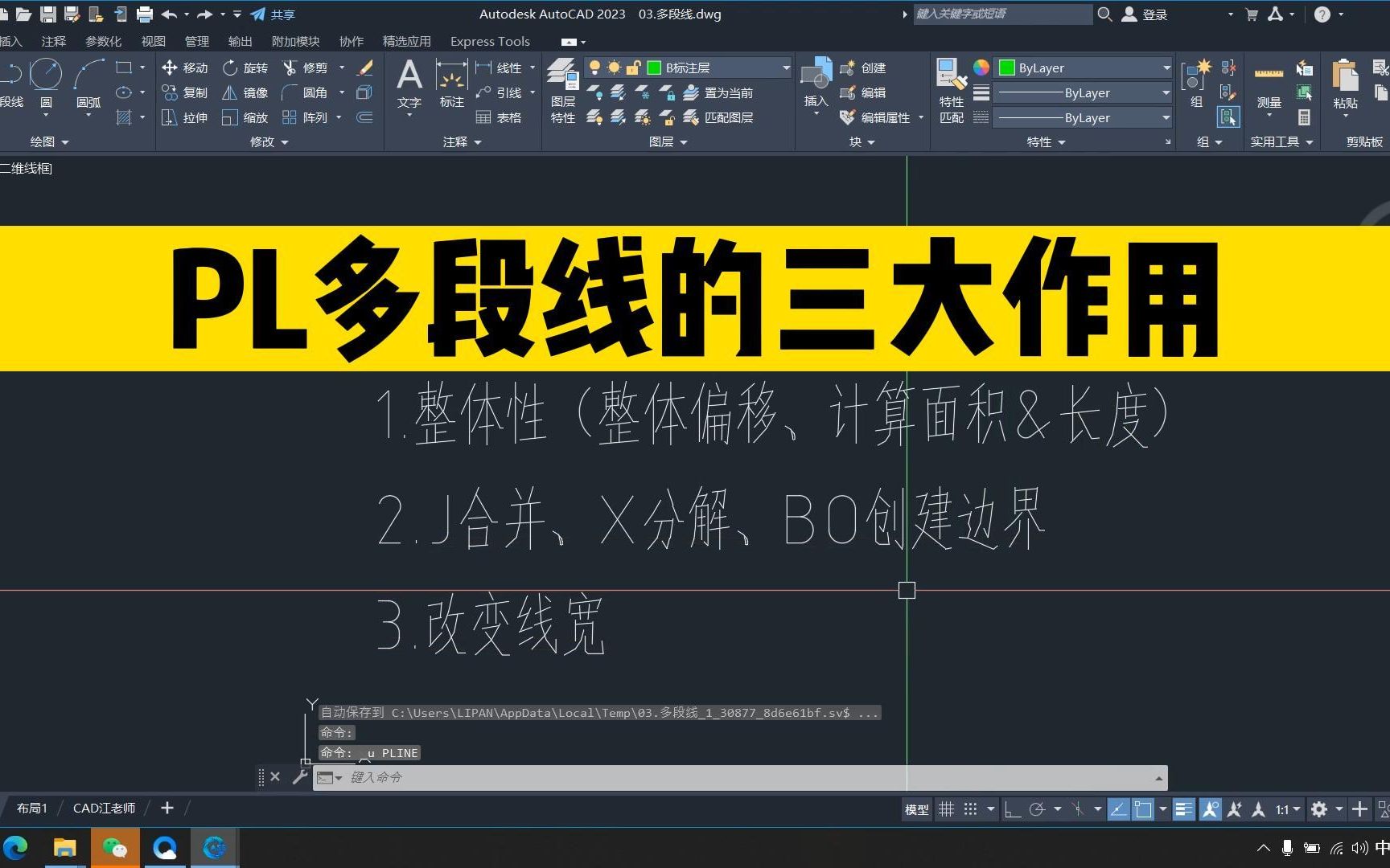 从零基础到快速学会CAD,只要掌握这20个快捷键!pl多段线的运用哔哩哔哩bilibili