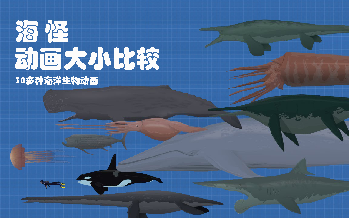 [图]地球上出现过的海洋巨兽！（已翻译）@刺猬字幕组【Goji Center】LARGEST SEA CREATURES | Size Comparison