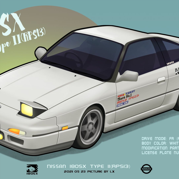 《头文字D》健二（けんじ）座驾Nissan 180SX Type II(RPS13) 绘制