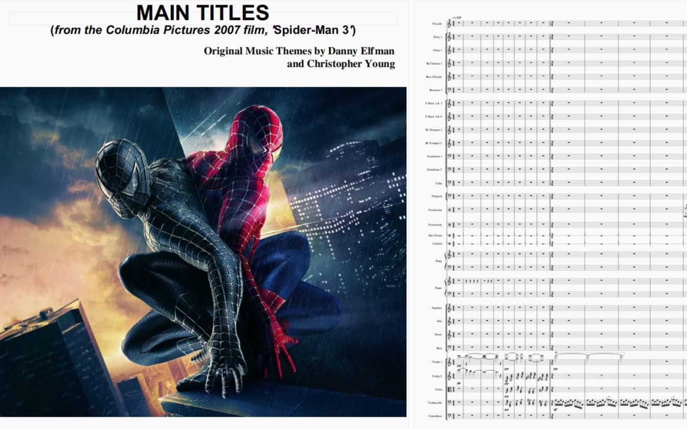 [图]【蜘蛛侠3主题曲总曲谱】怀念托比马奎尔版的蜘蛛侠
