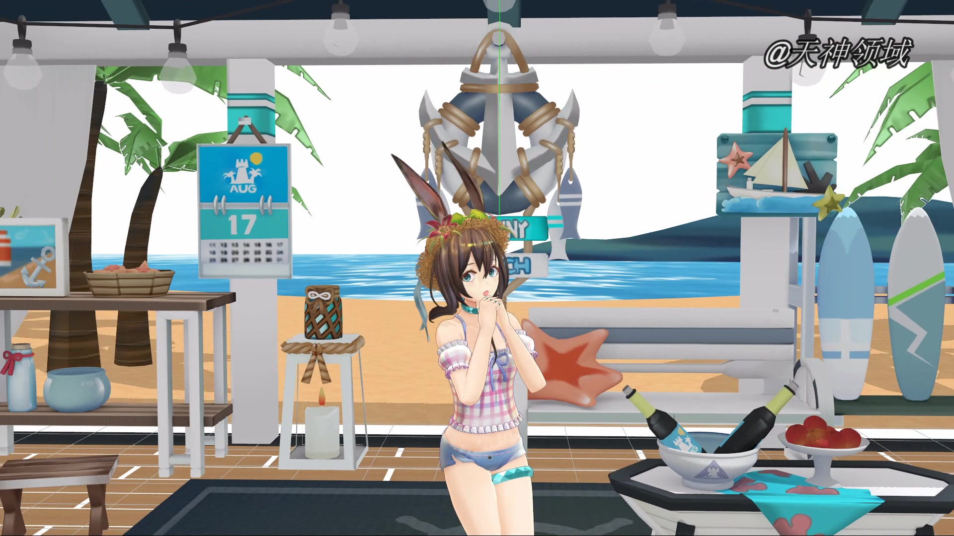 明日方舟mmd黑曜石节招募活动泳装阿米娅galaxias