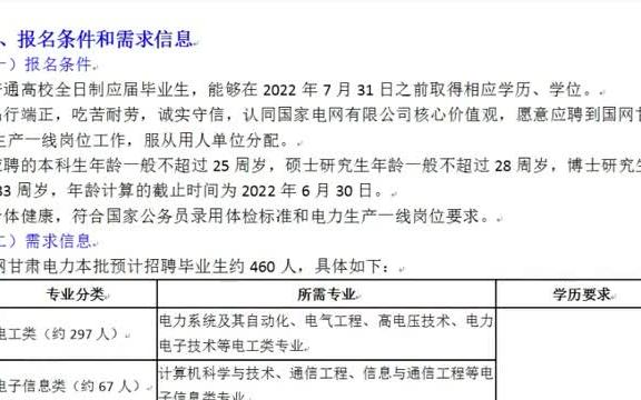 【国家电网招聘指南】国网甘肃省电力公司2022年高校毕业生招聘460人(第一批)哔哩哔哩bilibili