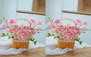 Download Video: 【扭扭棒·手工diy粉色花篮插花教程】愿人随春好，春与人宜花