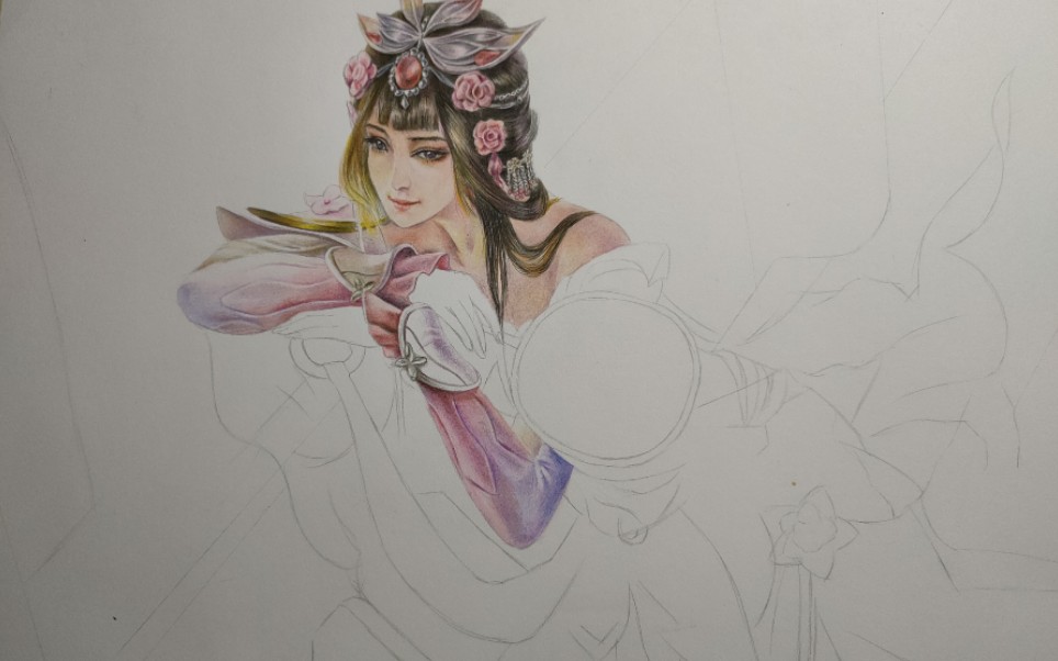 辉柏嘉彩铅李白凤求凰写实阶段记录