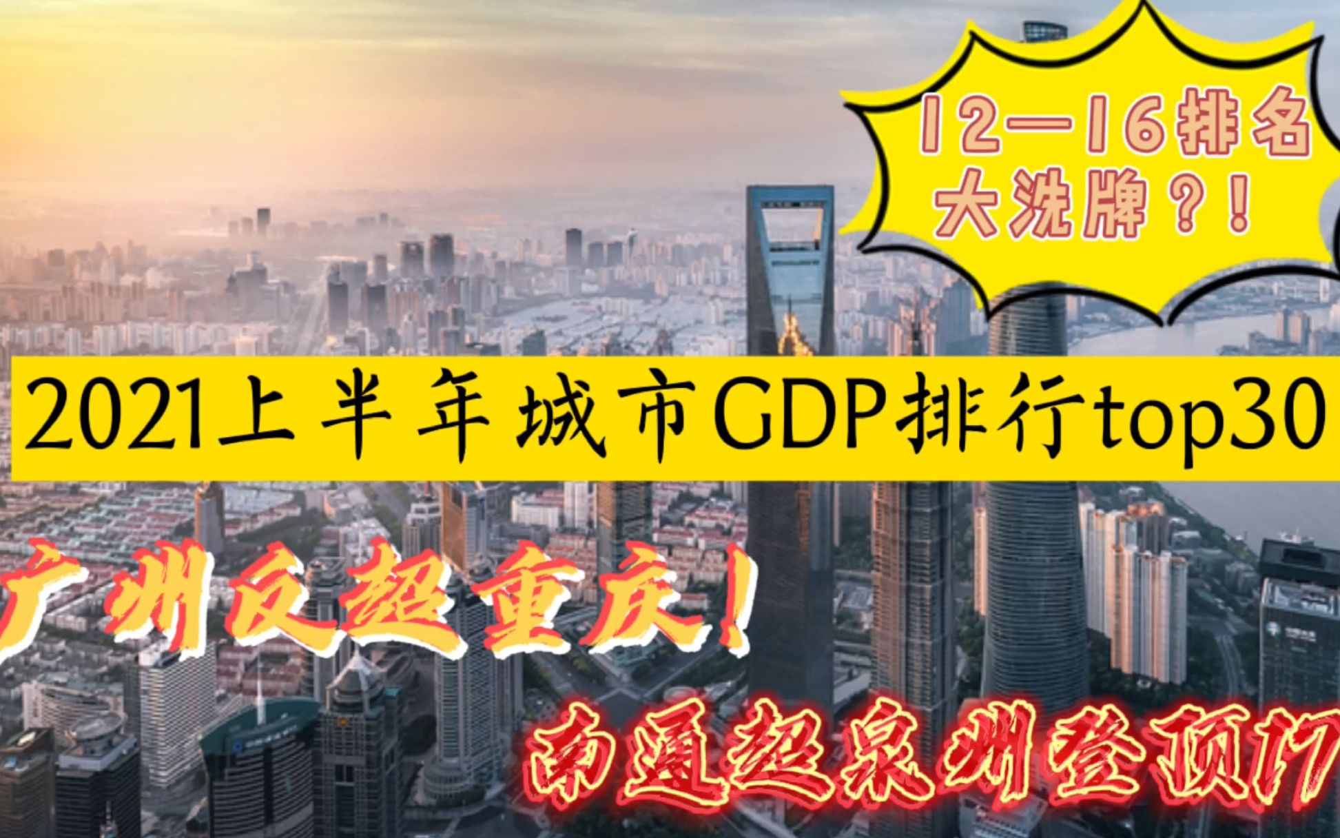 【城市GDP】新鲜出炉!2021上半年城市GDP排行top30!哔哩哔哩bilibili