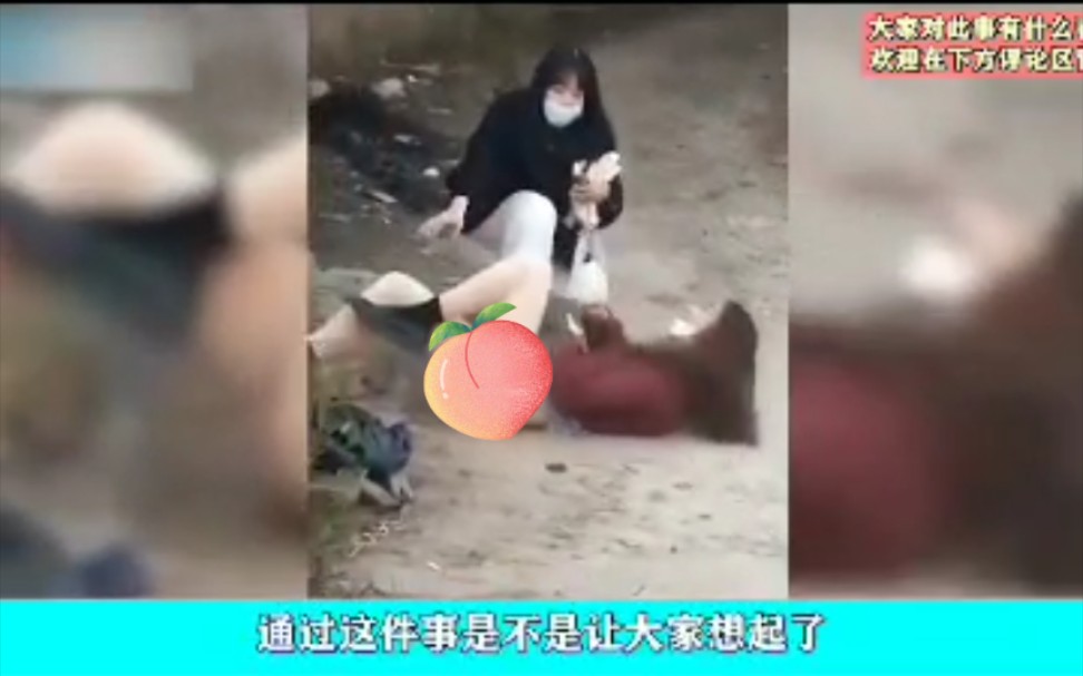 [图]女大学生翻栏杆不慎摔倒，直捂肚子