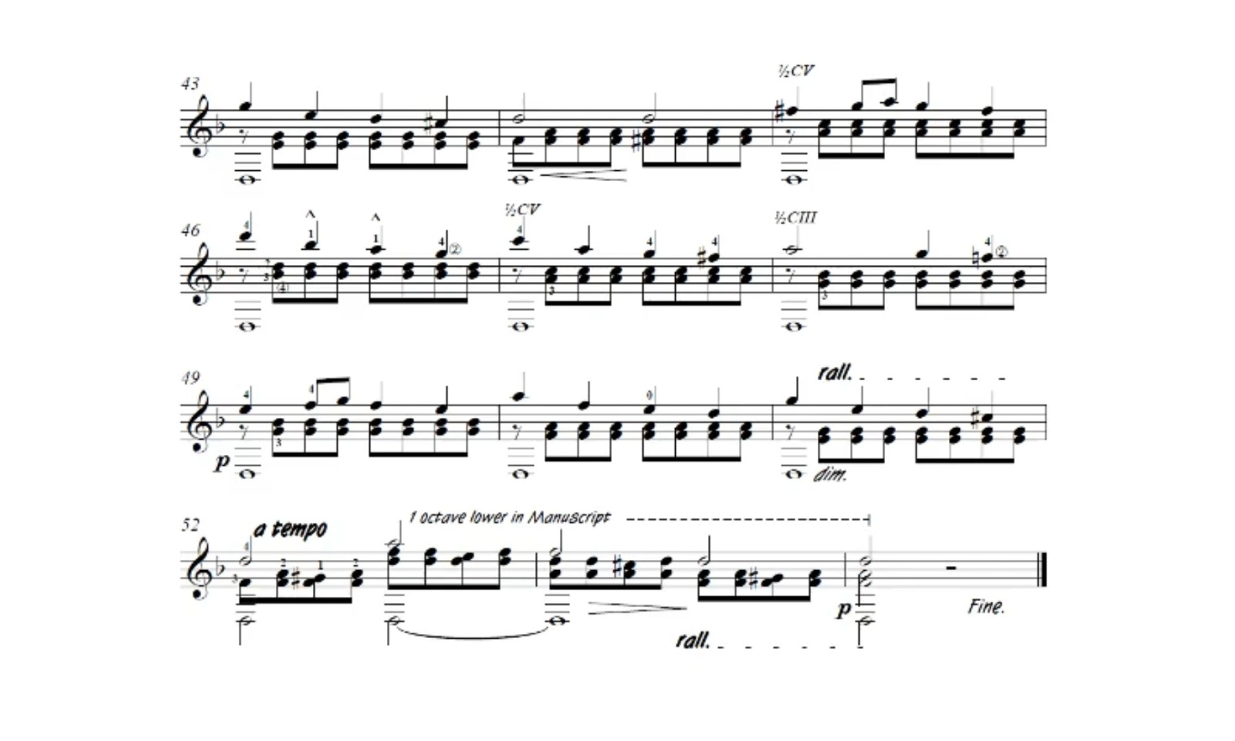 jiménez manjón《浪漫曲no.3》古典吉他乐谱