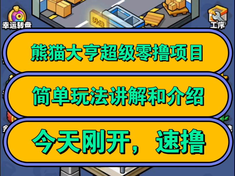 熊猫大亨超级零撸项目,简单玩法讲解和介绍,今天刚开,速撸哔哩哔哩bilibili