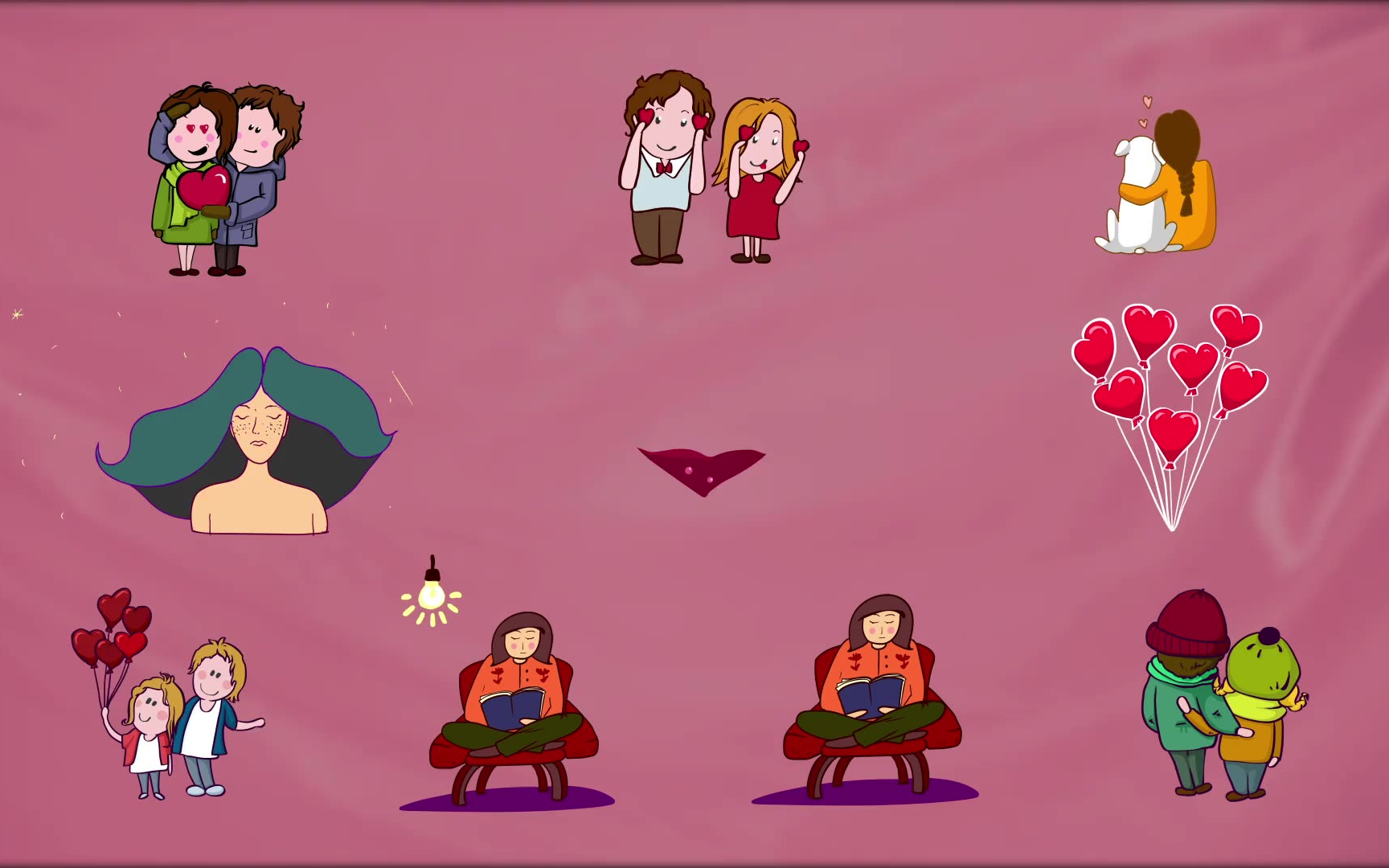 pr模板爱情卡通人物贴纸手绘动画人物男女