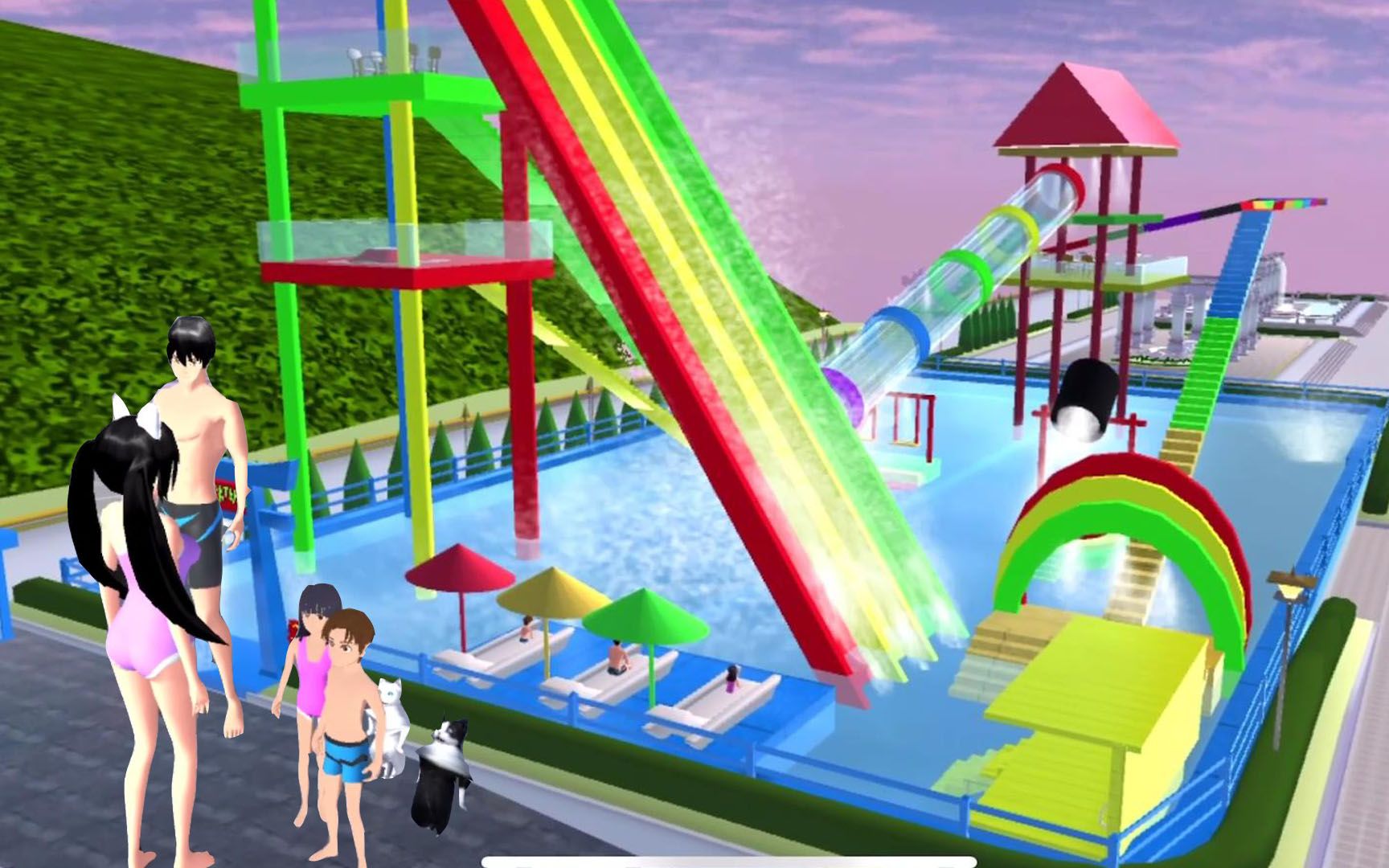 樱花校园模拟器:家门口的水上乐园,念念不忘玩得不亦乐乎!