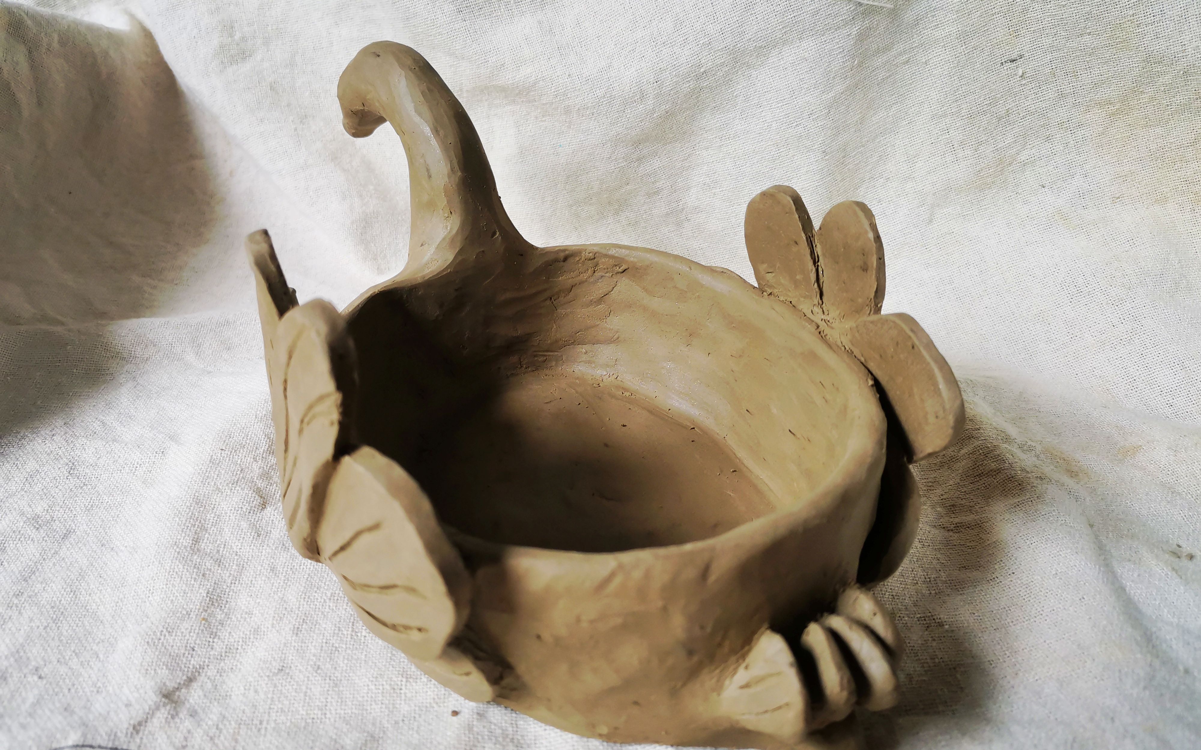 陶艺-自制天鹅水果盘