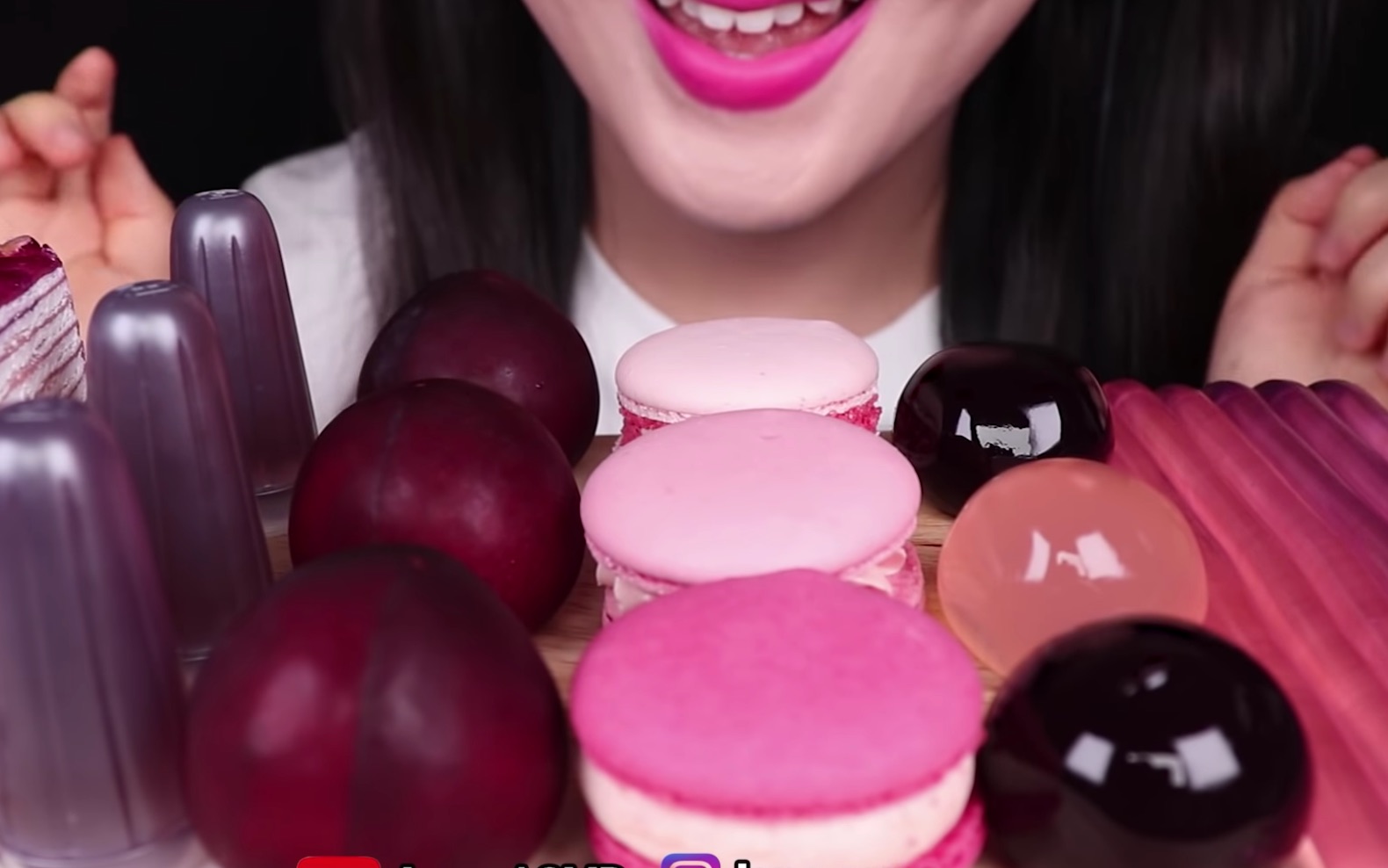 jane吃播助眠紫色系列食物千层果冻马卡龙果冻球