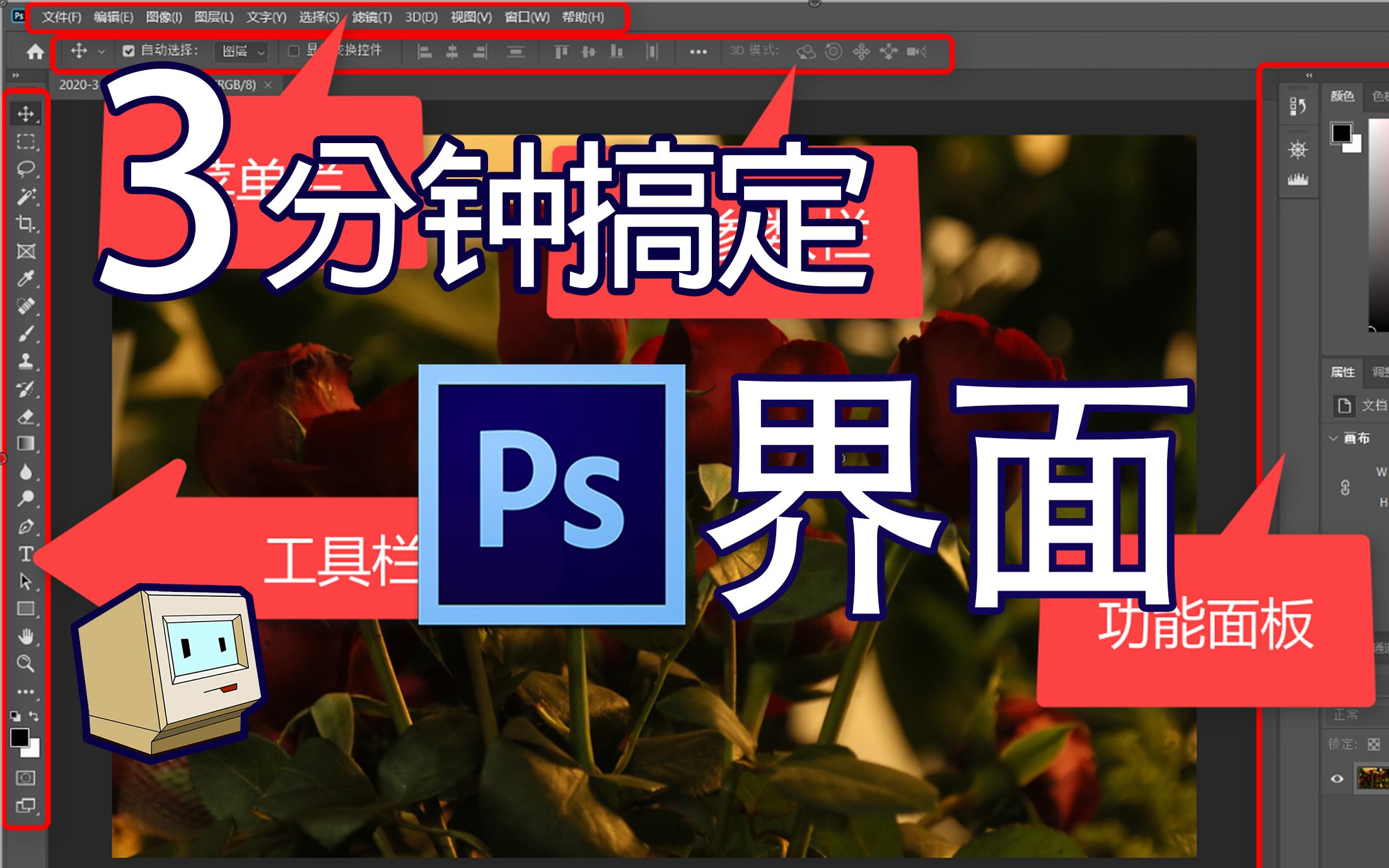 【Ps基础教程】01Photoshop界面Ps界面布局哔哩哔哩bilibili