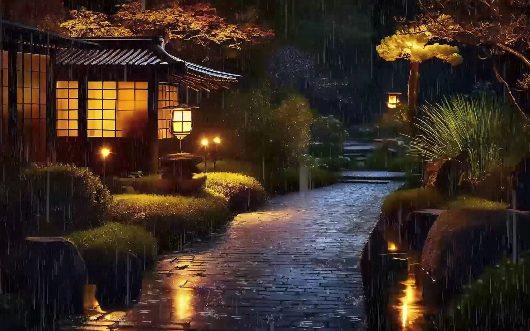 夜晚庭院外的雨声,静心,学习,解压,助你入眠,白噪音
