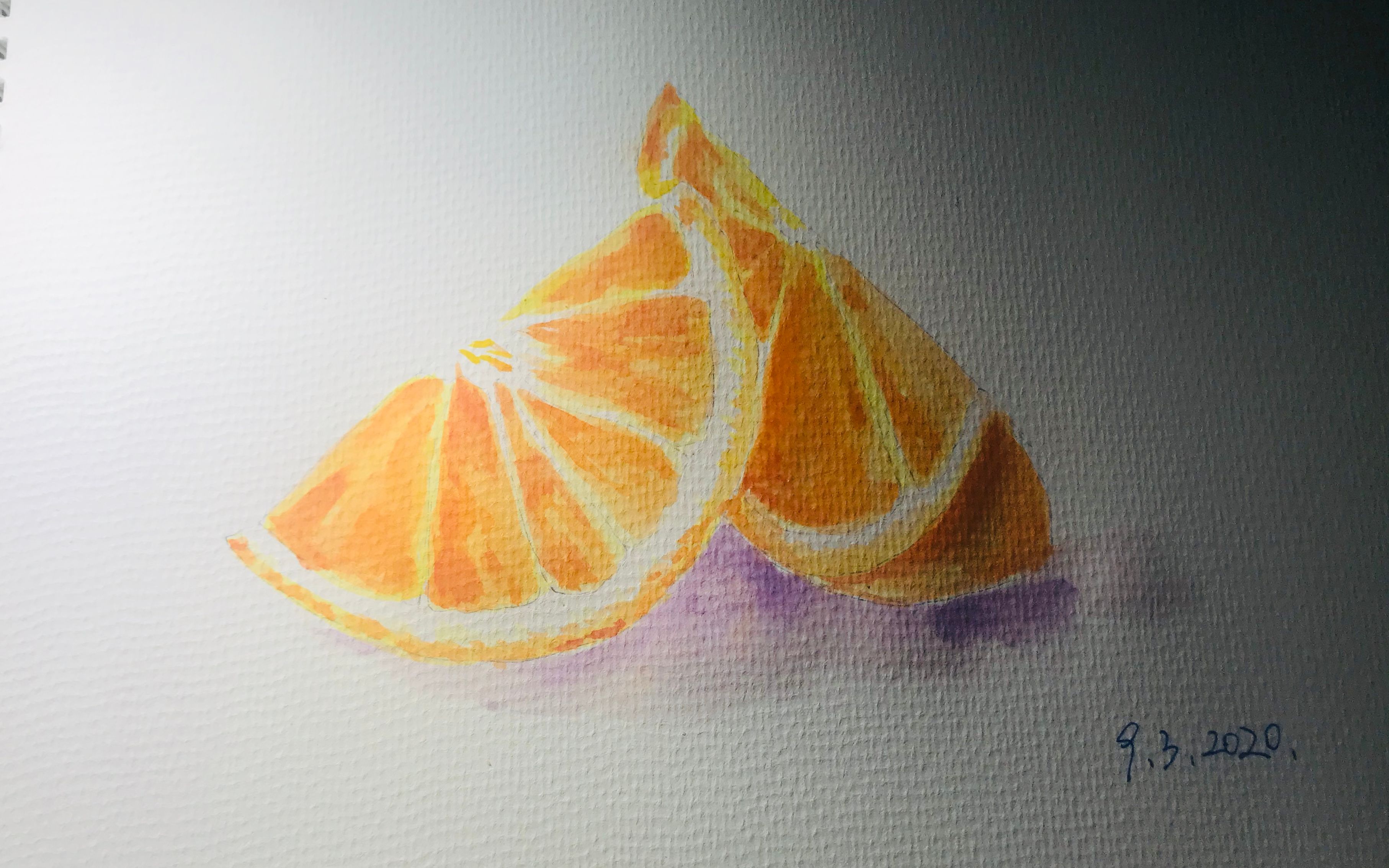 水彩手绘水果切片的橙子watercolororange