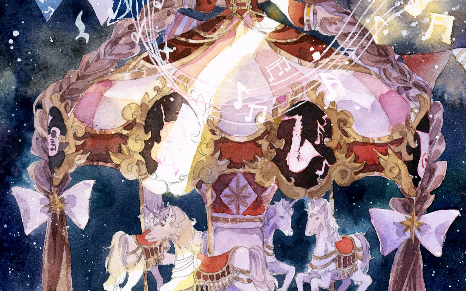 水彩旋转木马哒哒哒