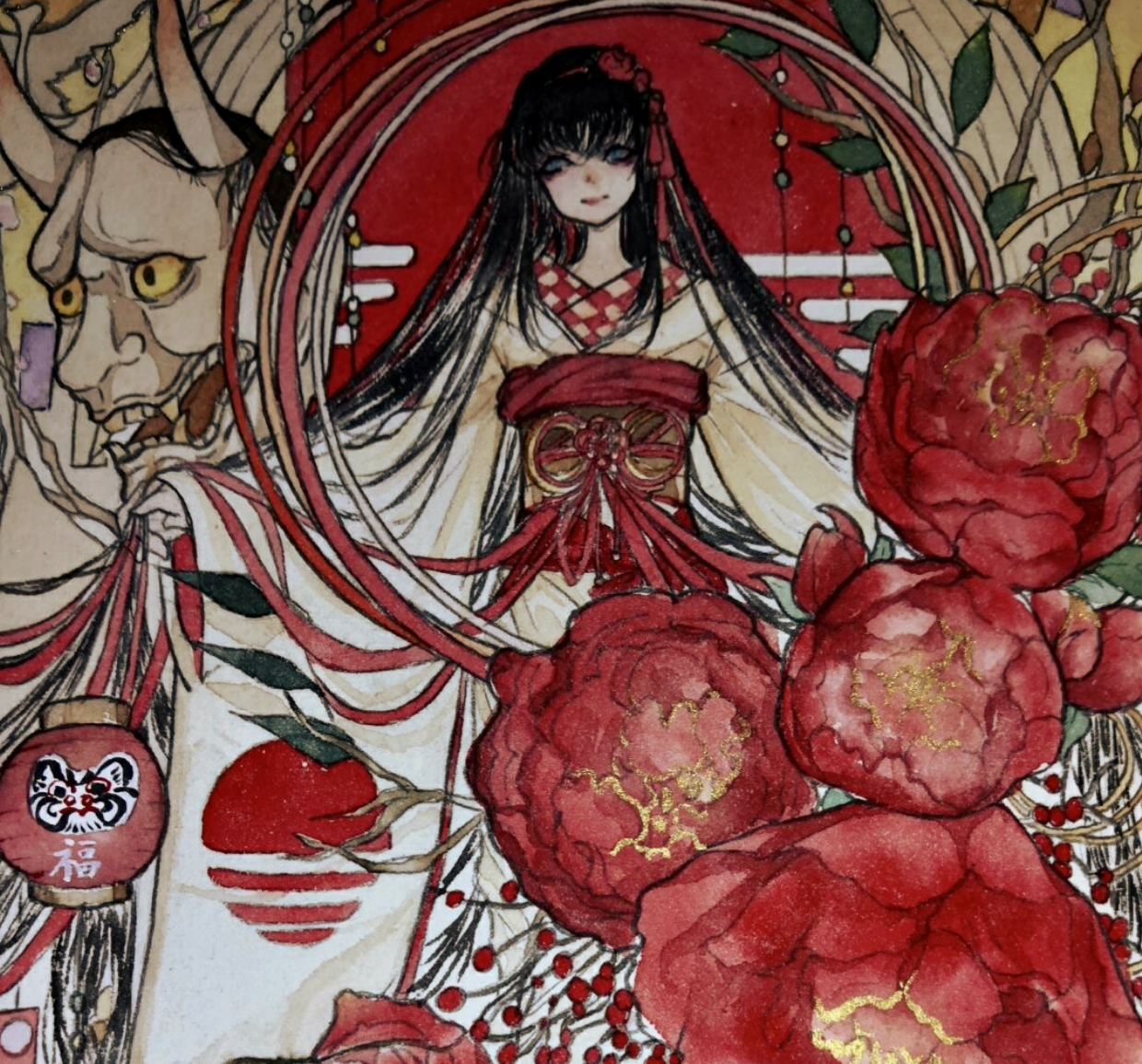 【水彩临摹】那个红彤彤的小美人