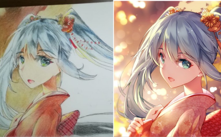 【彩铅手绘】全能打卡挑战,彩色铅笔渣绘,初音未来