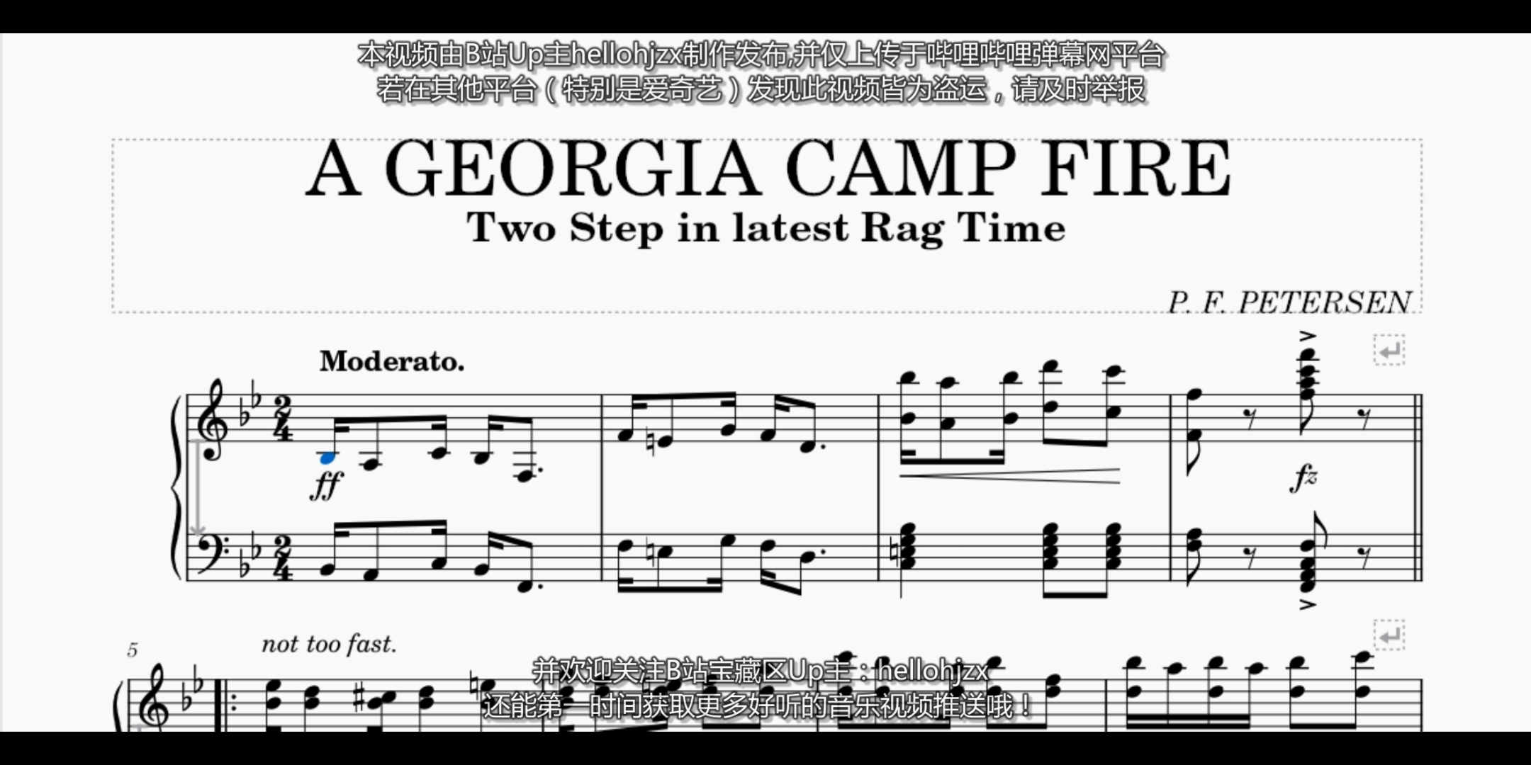 [图]P.彼得森：《乔治亚的营火（拉格泰姆二步舞曲）》-P. Petersen：A Georgia Camp Fire Two Step（1899年出版）