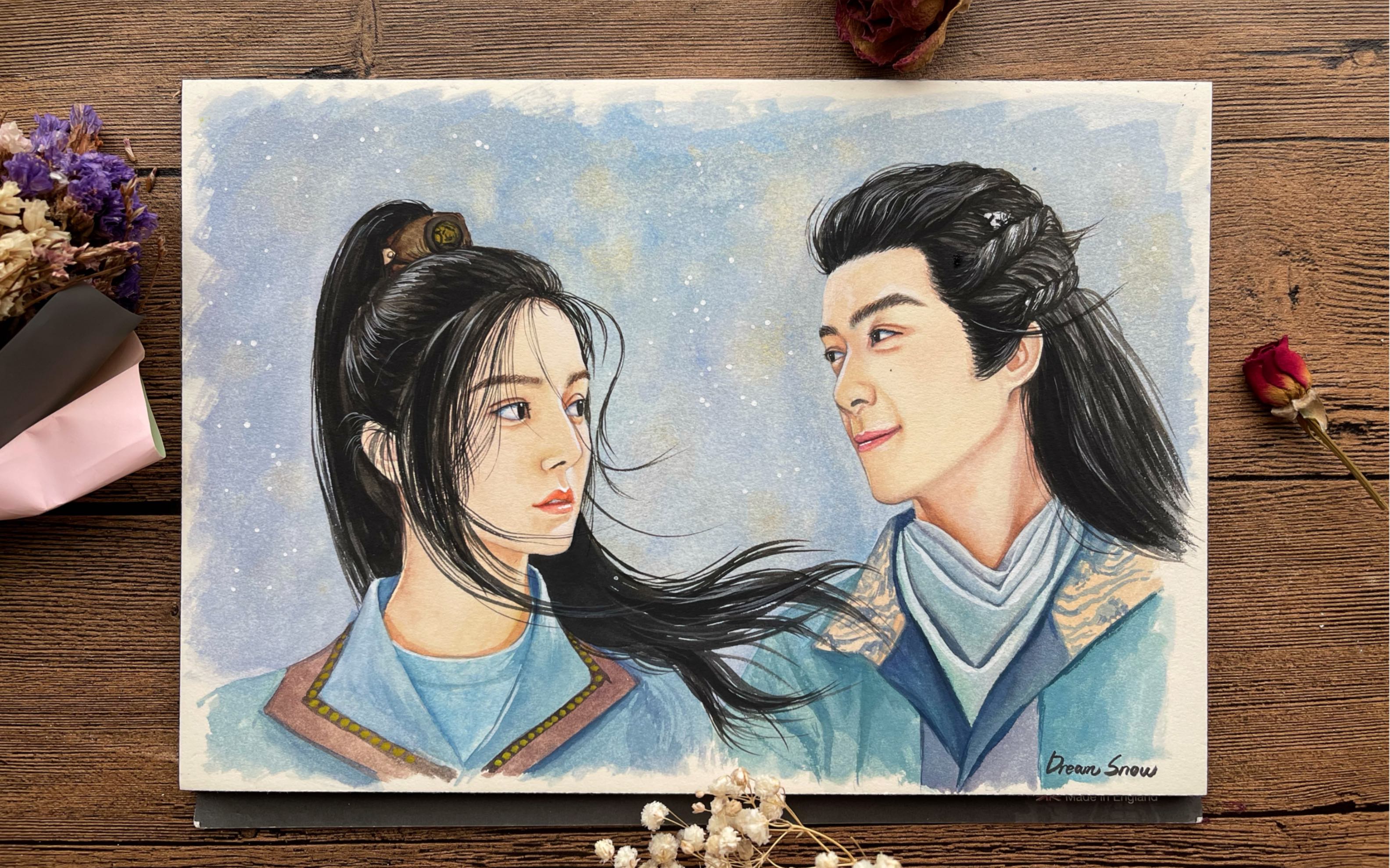 【歌隼|磊迪】【长歌行】【水彩】眼神拉丝海报图|绘画过程_哔哩哔哩