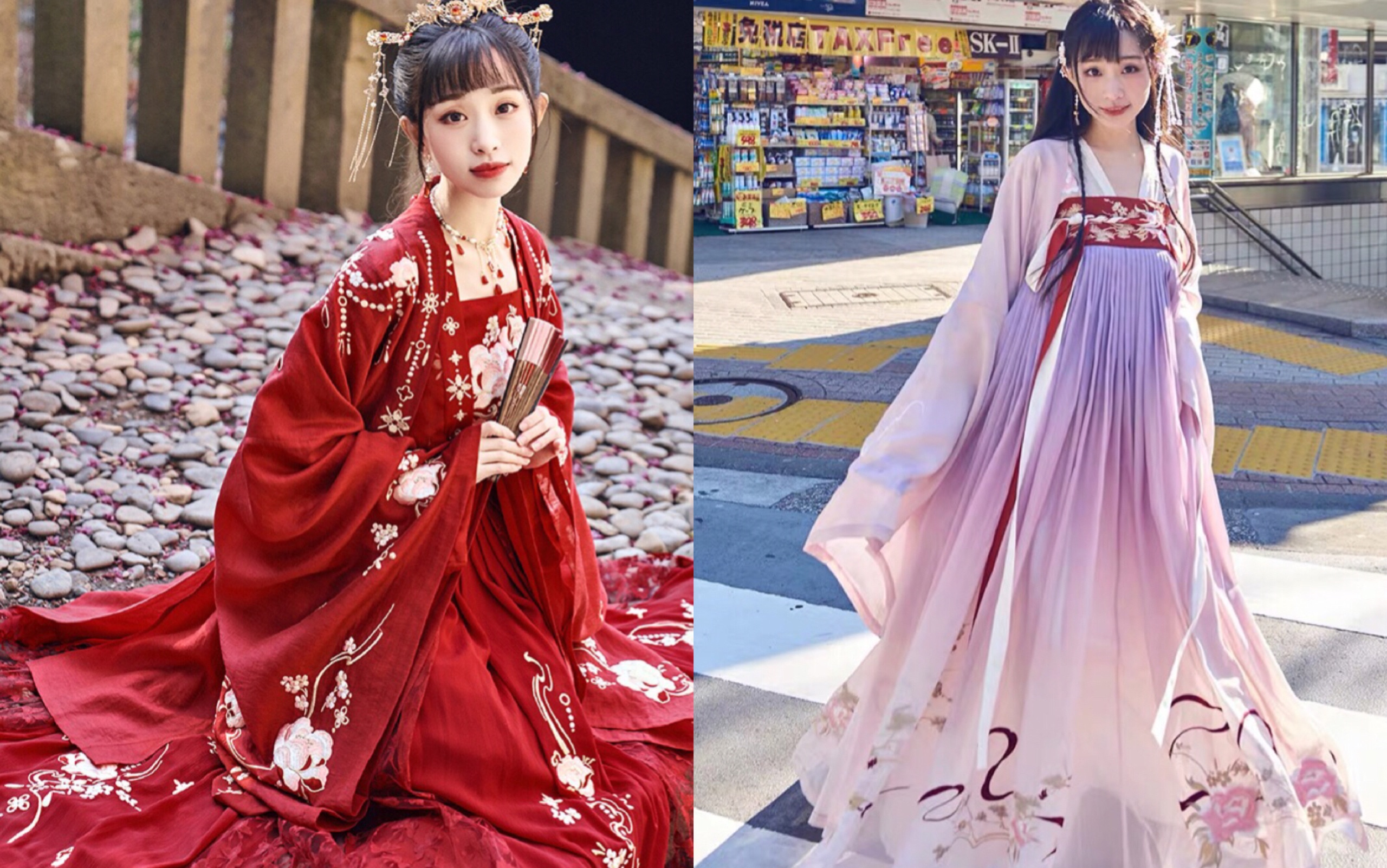 十三余小豆蔻儿牡丹国色跟粉色花神祭开箱试穿