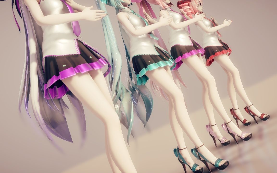 【mmd】4只小短裙 飘啊飘(初音.弱音.巡音.重音)