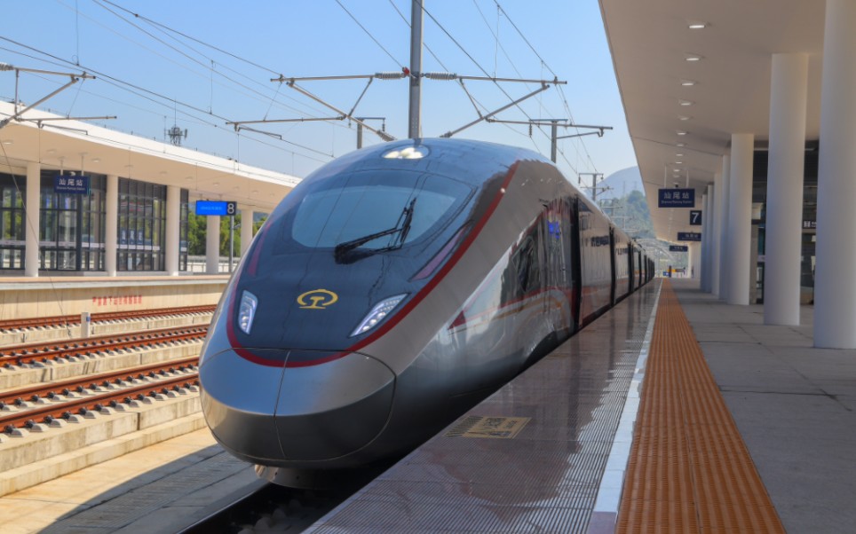 广汕高铁一站直达标杆车g6500次(广州东~新塘)本务cr400bf-z-3123全程