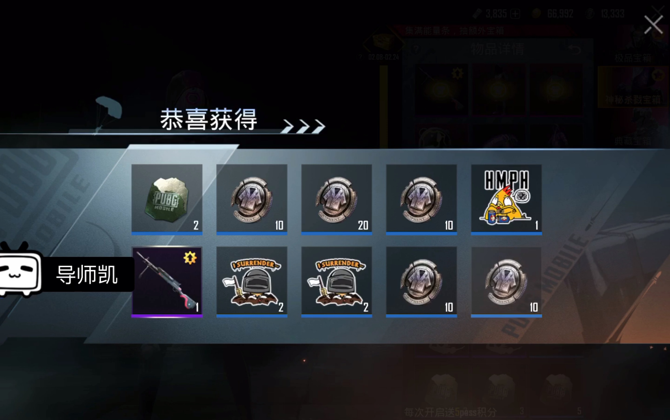 [導師凱]pubgmobile國際服和平精英(刺雞戰場)dp28大盤雞終極皮膚抽獎