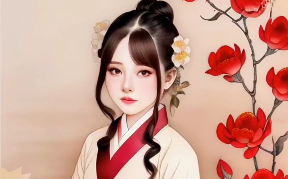画中的美人,红颜一笑,倾g倾城 ai动画 作品09